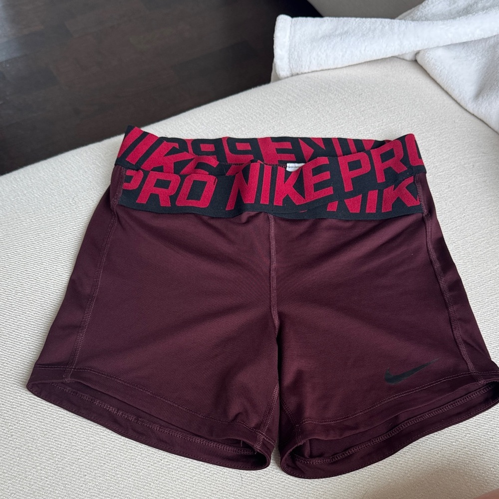 Nike Pro Women's Dri-Fit Burgundy Athletic Shorts
